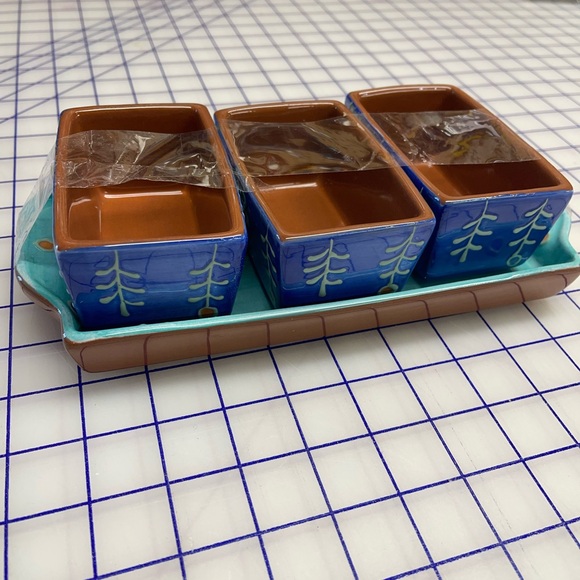 4 piece condiments stoneware serving set Sonoma terra cotta - Picture 3 of 4